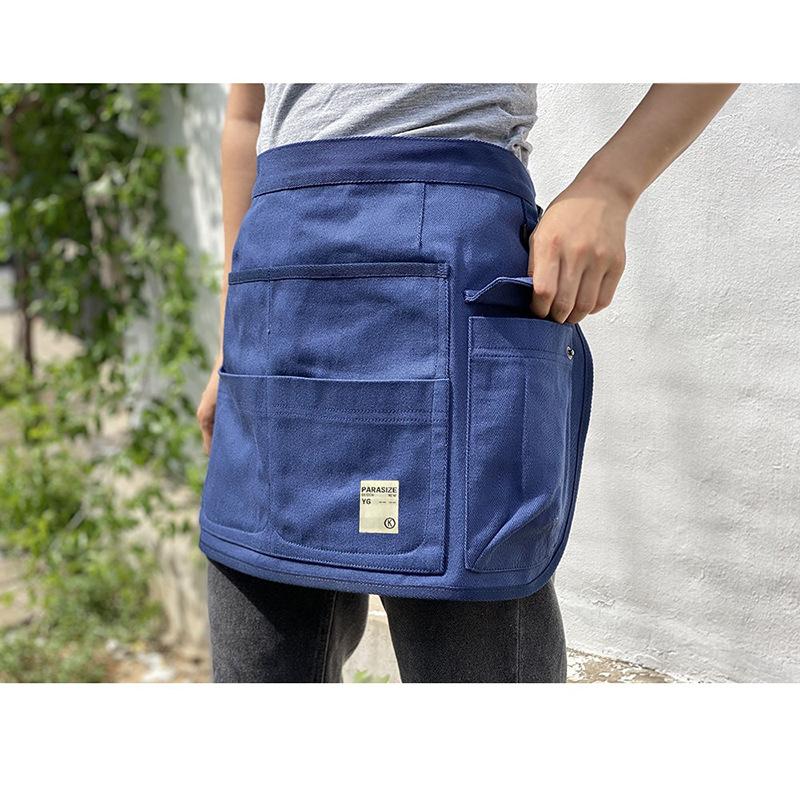 Multi-pocket Half Bib Gardening Garden Hair Stylist Woodworking Short Apron Tool Storage Waist