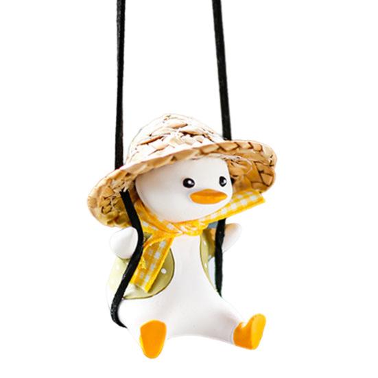 Swing Duck Car Hanging Decoration Home Office Auto Rearview Mirror Cartoon Duck Hanging Ornament Animal Pendant Birthday Christmas Gift