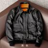 Men Genuine Leather Pilot Jacket Real Cowhide Aviator Coat Large Size Outerwear