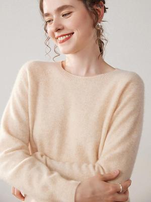 Maglione Versatile da Donna in Cashmere a Girocollo - Design Lavorato a Maglia Sottile, Semplice e a Vestibilità Ampia per Autunno/Inverno.