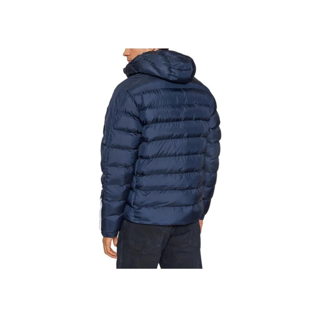 Adidas Three Stripe Letter Logo Printed Hooded Long Sleeve Jacket Men Jacket Navy-Blue GT1686