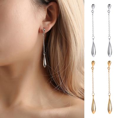 1 pora moteriškų ilgų kutų vandens lašo pakabukų poliruoti vienspalviai lengvi kabančiai auskarai išleistuvėms