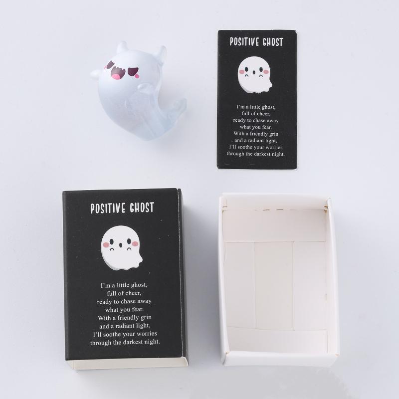 Halloween Luminous Mini Resin Ghost Figurines With Box Cute Halloween Party Favors Cartoon Glow In Dark Resin Desktop Ornament