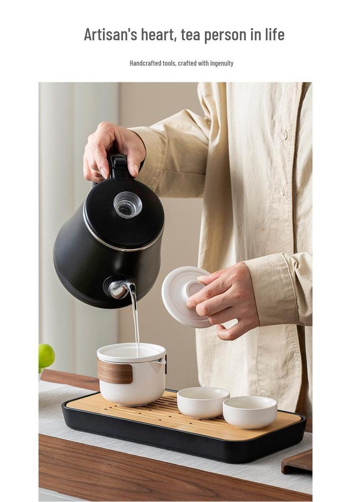 Ceramic Travel Tea Set: Portable Teapot with Two Cups - Perfect for Business Gifts & Holiday Souvenirs