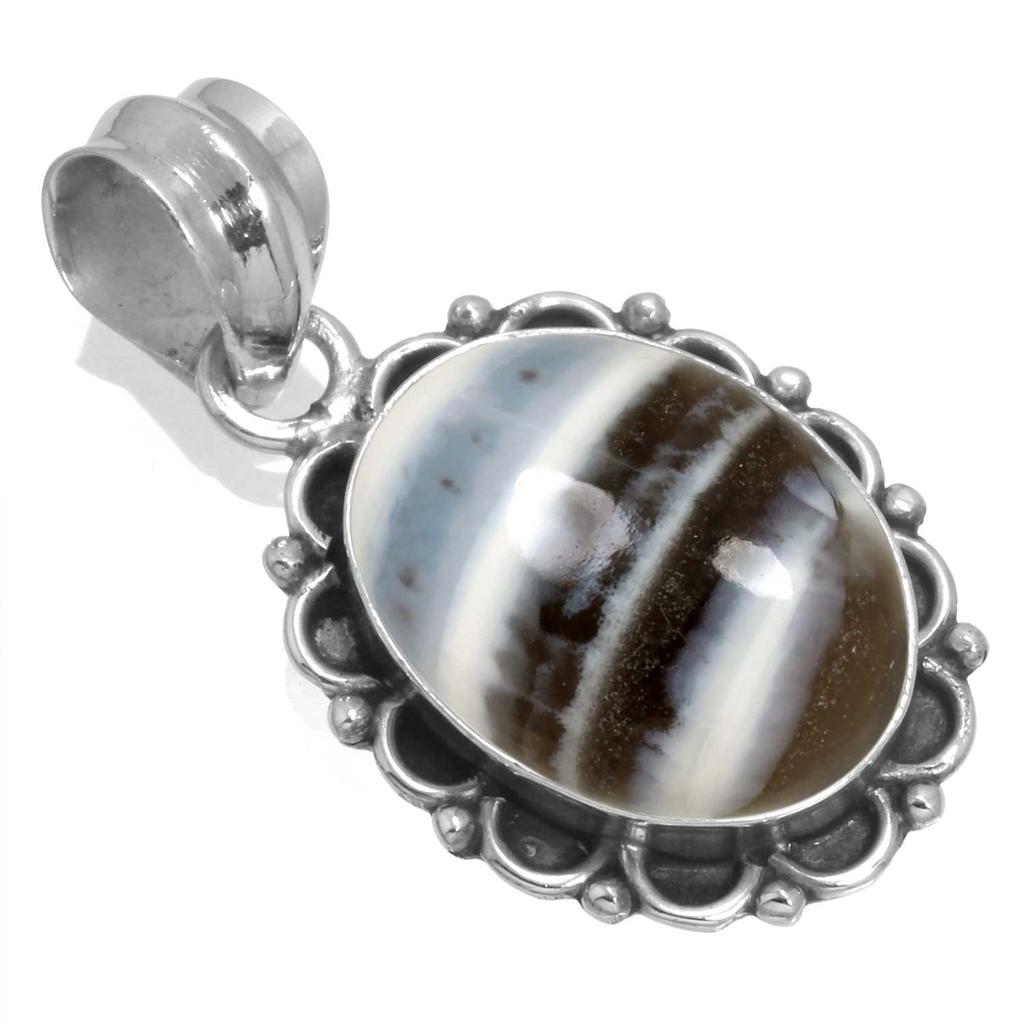 925 Sterling Silver Pendant Women Gemstone Handmade Jewelry Anniversary Gift Amazonite Angelite Blue Opal Botswana Agate Mohave Azurite Chrysocolla