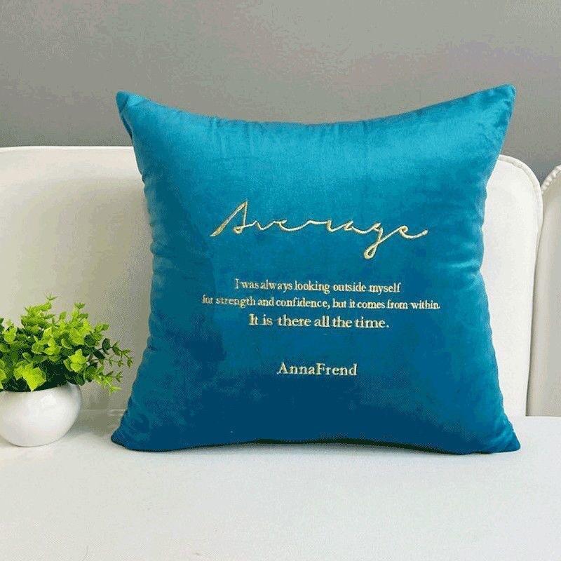 

Modern Simple Pillow Velvet Embroidered Cushion Cover Velvet Dutch Velvet Solid Color Cushion Cover 45*45cm озеро синий