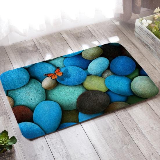 Yousheng 3D Optical Illusion Bathroom Rug Non-Slip Pebble Stone Pattern Bath Mat Quick Dry Absorbent Floor Mat for Bathroom Tub Shower Sink