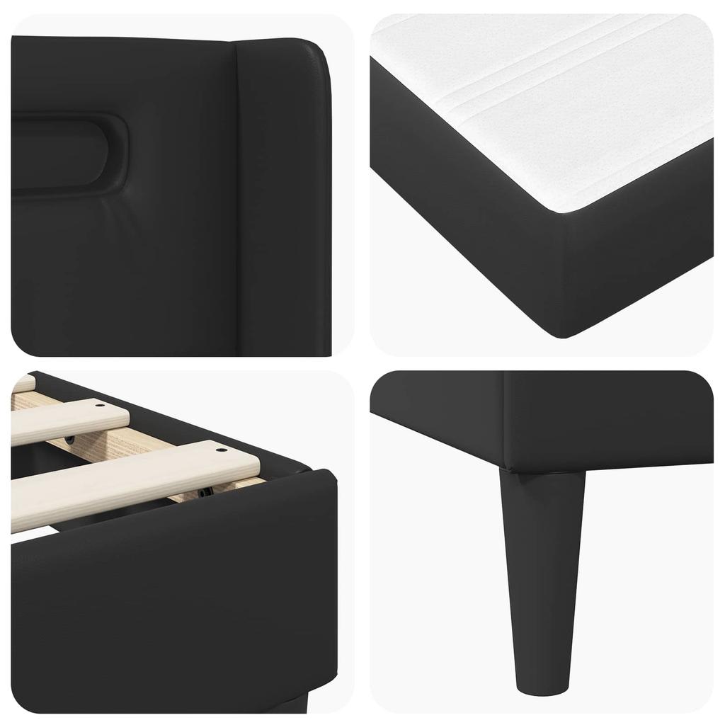 Bed Frame with Mattress Black 180 X 200 Cm Faux Leather