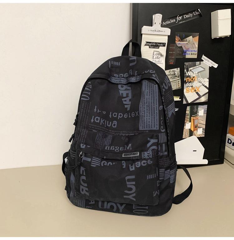 School Bag Men's Fashion Trend Middle School Students Junior High School Students High School Students Large Capacity Canvas Girls Backpack Backpack