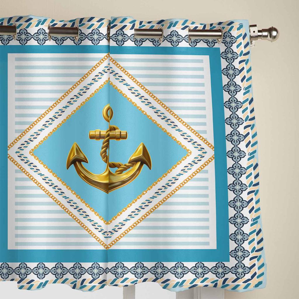 Anchor Stripes Window Curtains for Living Room Luxury Bedroom Curtain Kitchen Blinds Drapes Curtains