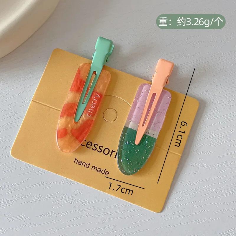 1/1pcs Candy Color Fruit Hair Bang Clip Summer Hairpin No Crease Acrylic Barrette Hair Side Clamp For Girl Hair Accessories