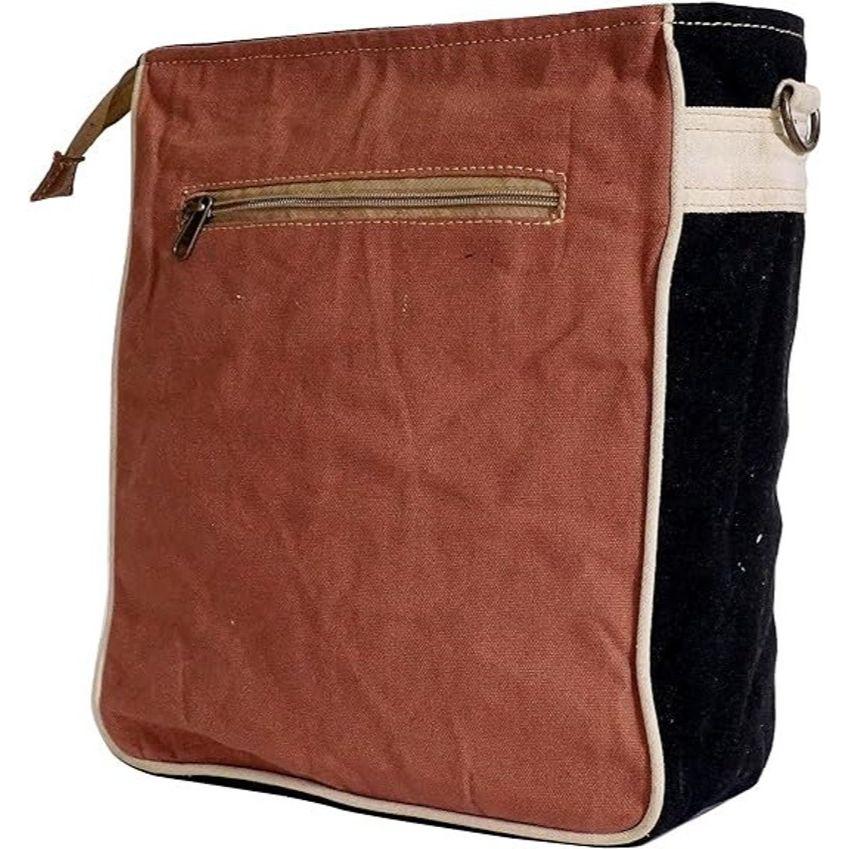 Female Debonair Shoulder Bag Upcycled Canvas and Leather Crossbody bag