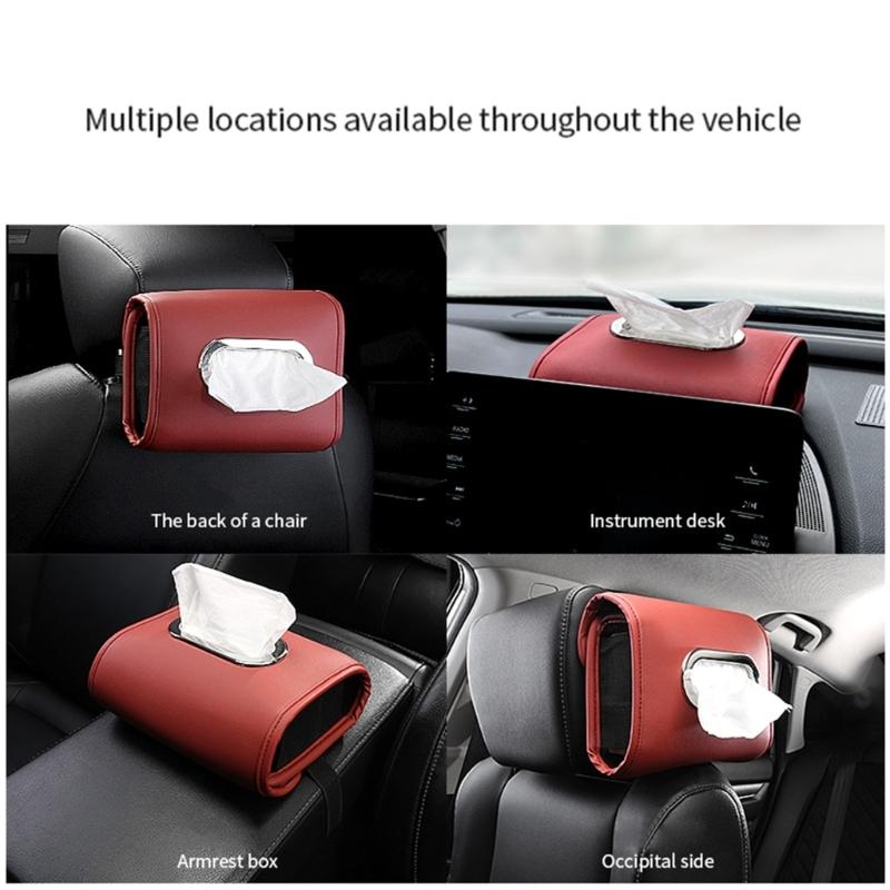 Porta Fazzoletti per Auto, Copertura Scatola Fazzoletti in Pelle PU per Sedile Posteriore Auto, Perfetto per l'Organizzazione e gli Usi Quotidiani