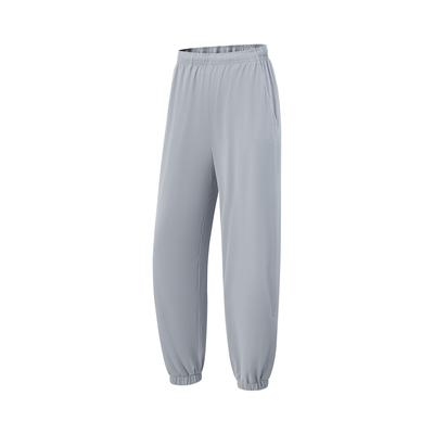 Li Ning Fitness Series Casual Simple Solid Color Ice Silk Quick Dry Cool Anti-Ultraviolet Cuffed Elastic Knitted Sports Pants Women Pants AKYV196-2
