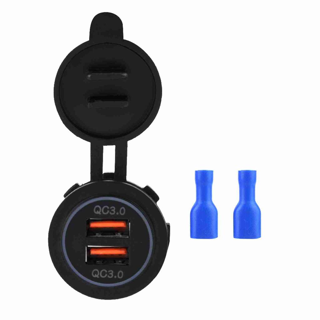 Dual QC3.0 Quick Charge Dual USB Charger Socket Power For 12 24V Car Motorcycle Boat