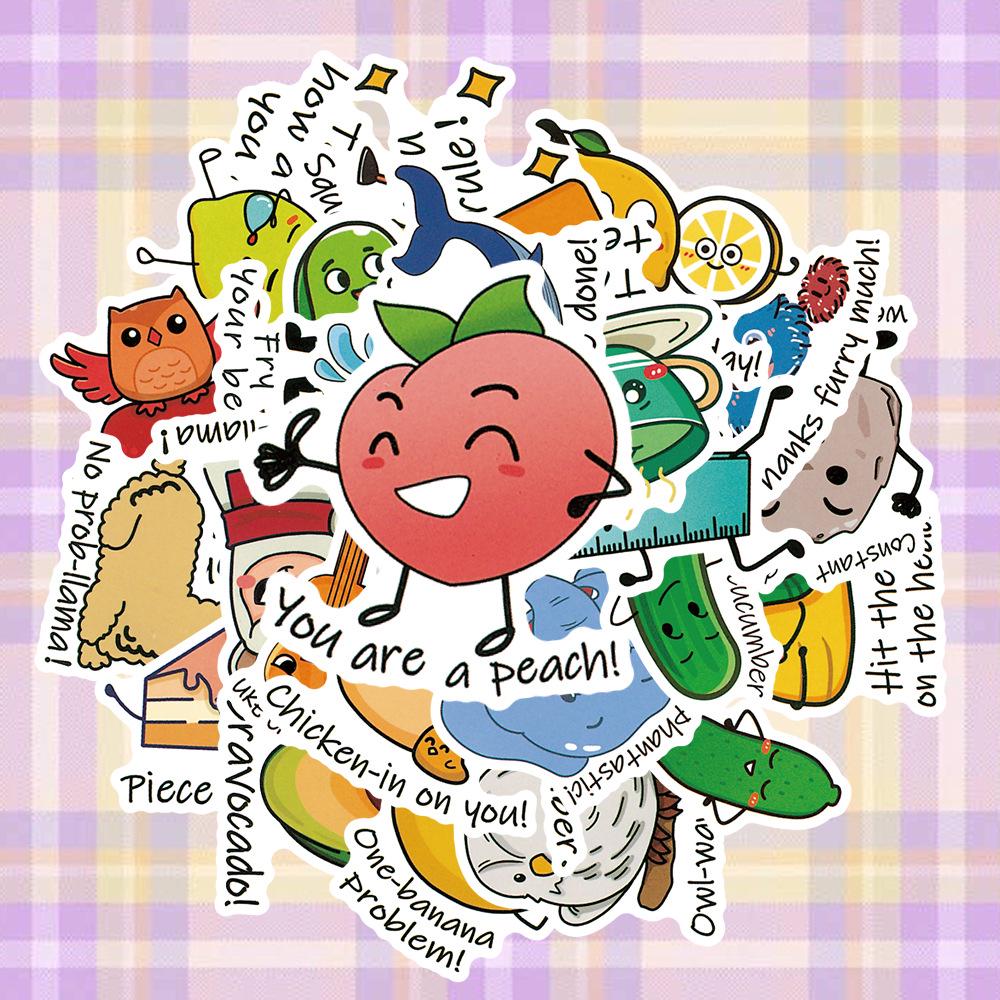 

50 Pcs Creative Cartoon Pun Stickers for Kids - Funny Water Bottle Decorations