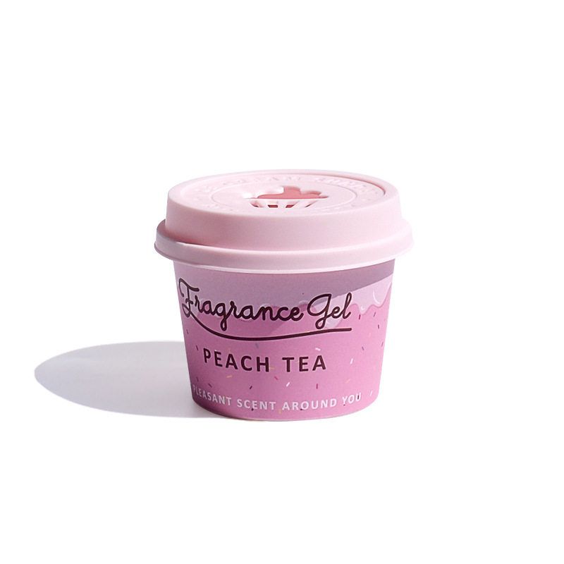 Ice Cream-Scented Flameless Aromatherapy Home Bathroom Air Freshener Car Solid Fragrance Balm Freshener (Peach Green Tea)