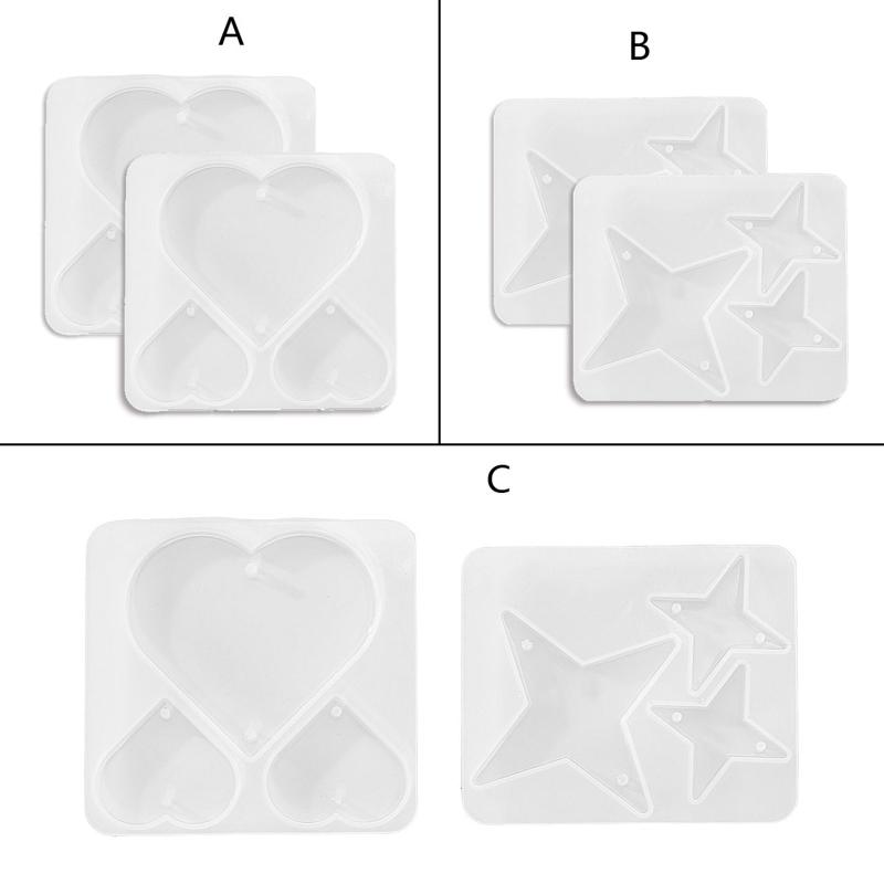 Hjärta Stjärna Epoxihartsform Väggdekoration Hängande Hänge Berlocker Hartsformar för DIY Pärlor Gardin Hantverk