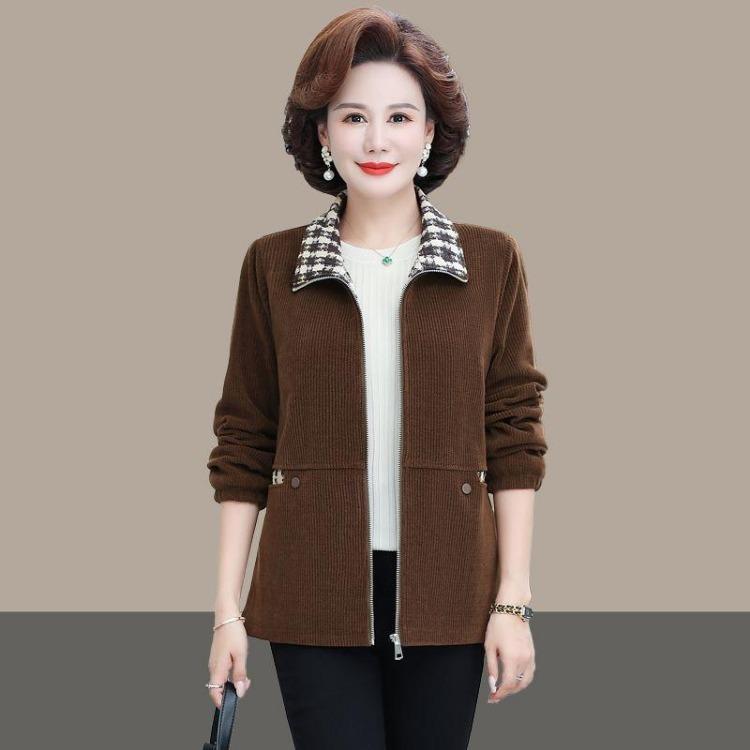 Western Style Women Winter Casual Short Coat Plus Size Velvet Padded Jacket Loose Fit for Middle Aged and Elderly Mother
