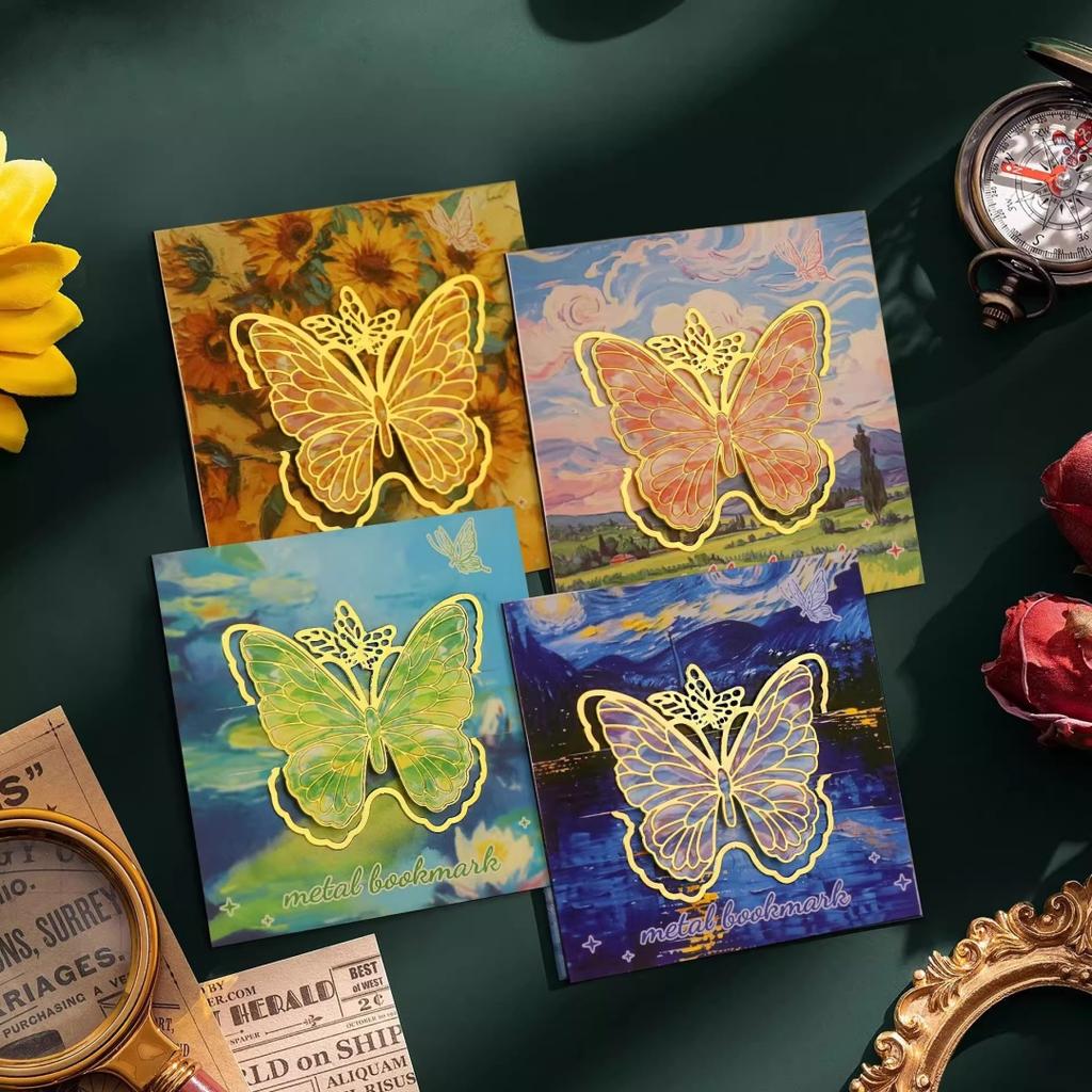 Van Gogh Oil Painting Butterfly Bookmark Book Page Insert Clips Book Maker Artistic Gift for Literature Lovers Writers Teachers