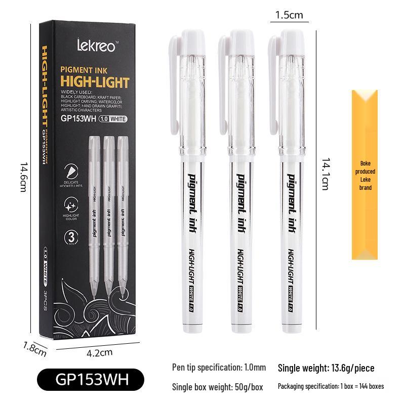 Boke Gold Glitter & White Highlight 1.0mm Gel Pen Set for Creative Drawing and Journaling