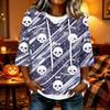 Women's Halloween Print Casual Loose Fit Hooded Top with and Three-Quarter Sleeves