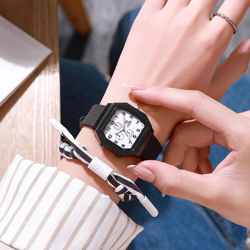 Dijie Square Couple Quartz Watch Women'S Watch Light Luxury Niche Mori Retro Square Dial