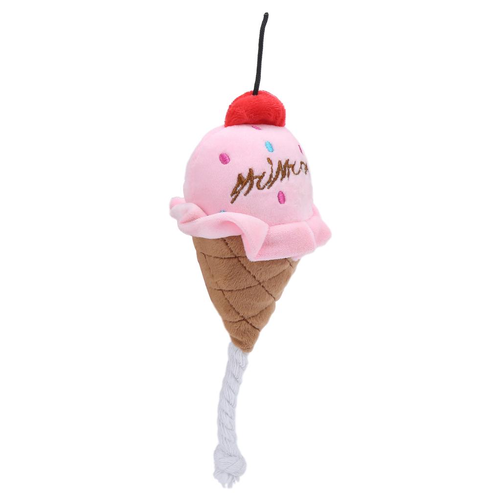 Pet Ice Cream Plush Toys Soft Stuffed Plush Toys Squeaky Chewing Toy for PuppiesPink