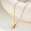 Oval White Zircon Pendant Necklace Earrings for Women,Gold Color Stainless Steel Necklaces,Exquisite Jewelry Gifts