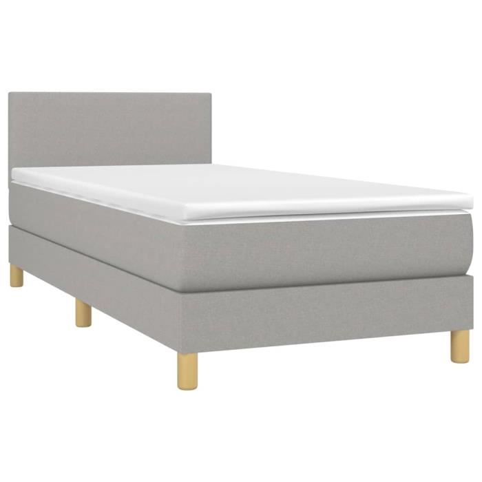 3140409 vidaXL Divan Bed with Mattress Light Grey 80x200 Cm Fabric