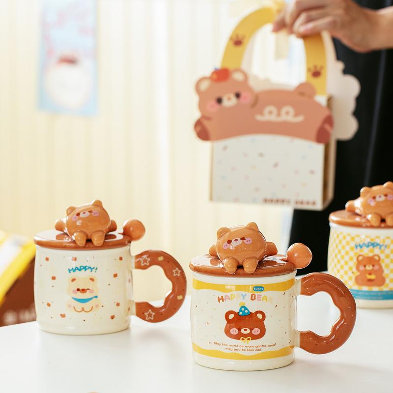 Cute Little Bear Mug High Appearance Level Ceramic Cup Design Sense Breakfast Cup Milk Cup  Gift Box As A Souvenir