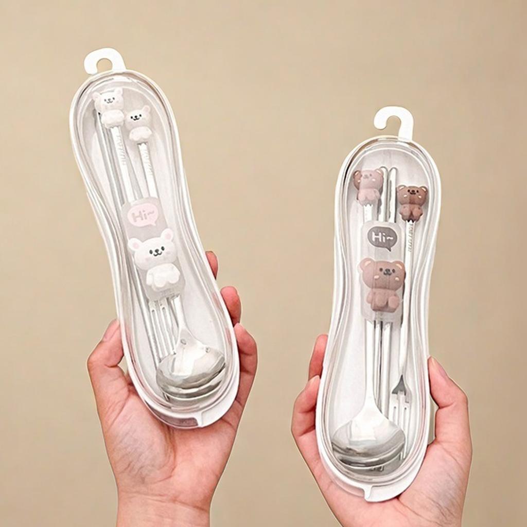 New Portable Cute Dinnerware Sets 316 Stainless Steel Fork Spoon Chopstick Set With Cutlery Box Reusable Tableware Set