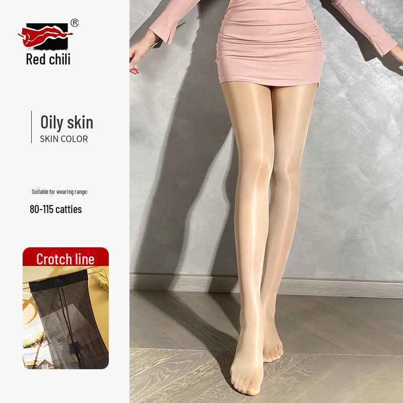 Shiny Red Pepper Ultra-Thin Sexy Pantyhose - Anti-Hook Silk Stockings for Women