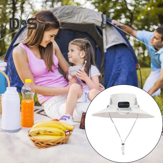 Outdoor Wide Brim Sun Hat with Solar Powered Fan Hat Breathable Mesh Design UV Protection Kids Boys Hat