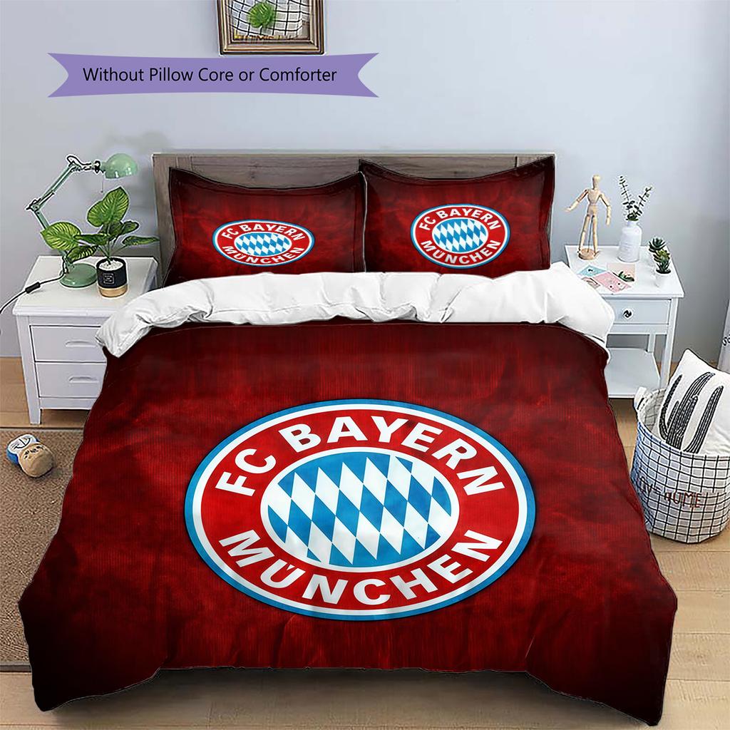Set Copripiumino Trapuntato con Motivo FC Bayern Monaco Decorazione Casa Regalo (1 * copripiumino + 2 * federe senza imbottitura)