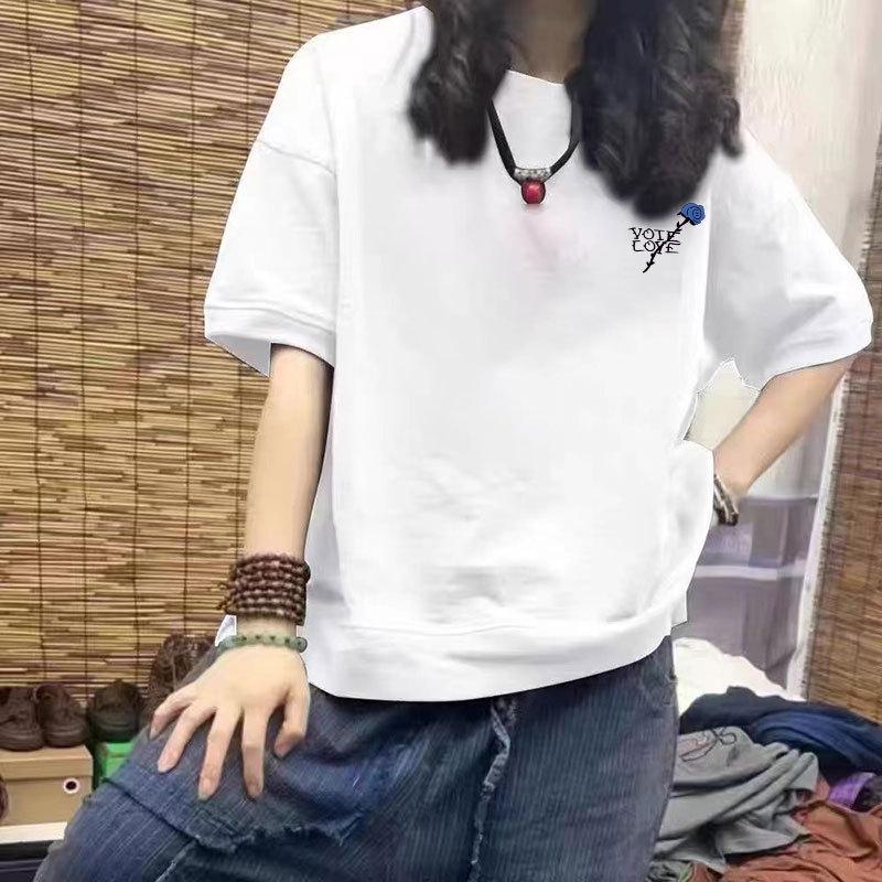 

Women s 100% Cotton Casual Loose-Fit Half Sleeve Printed Top - New Slimming Design, Plus Size Trendy T-Shirt 2XL [Recommended 140-160 lbs]