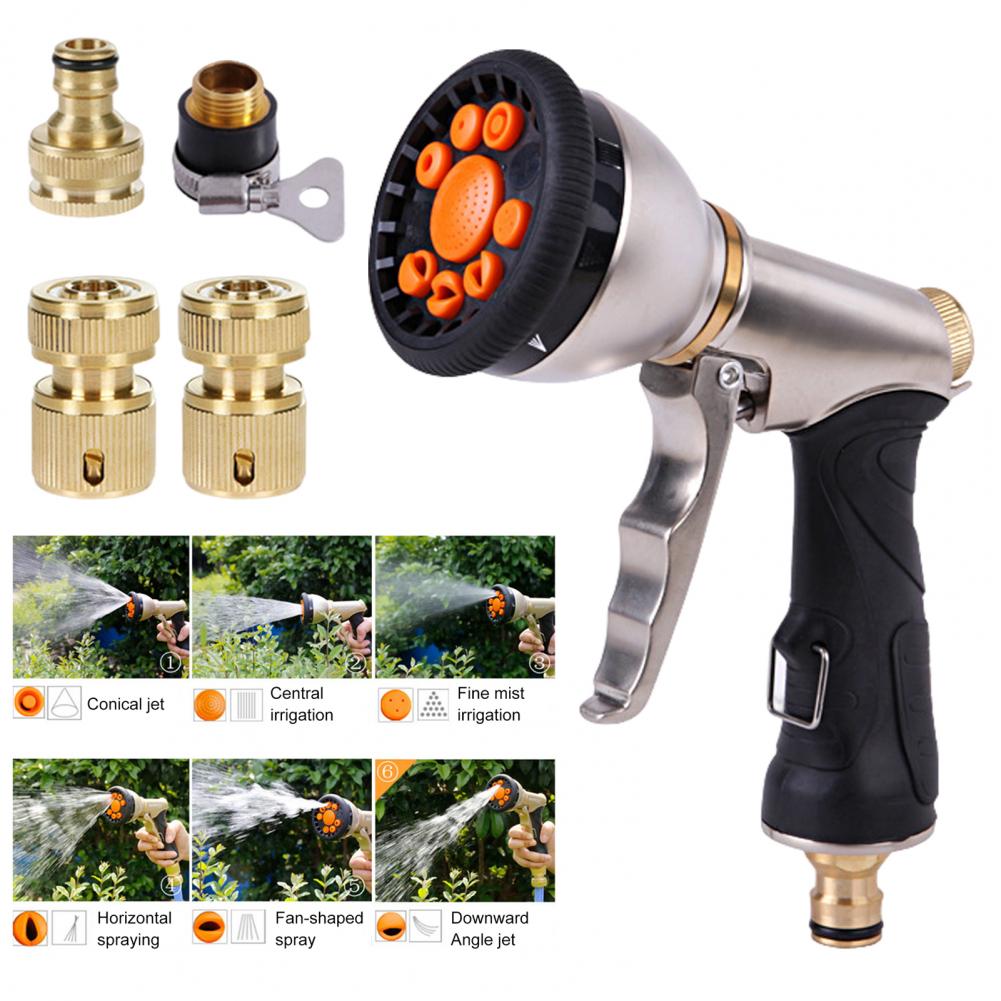 Sturdy Hose Nozzle Durable Garden Hose Sprayer Heavy Duty Metal Hose Nozzle with 9 Adjustable Patterns for Watering Lawn Garden