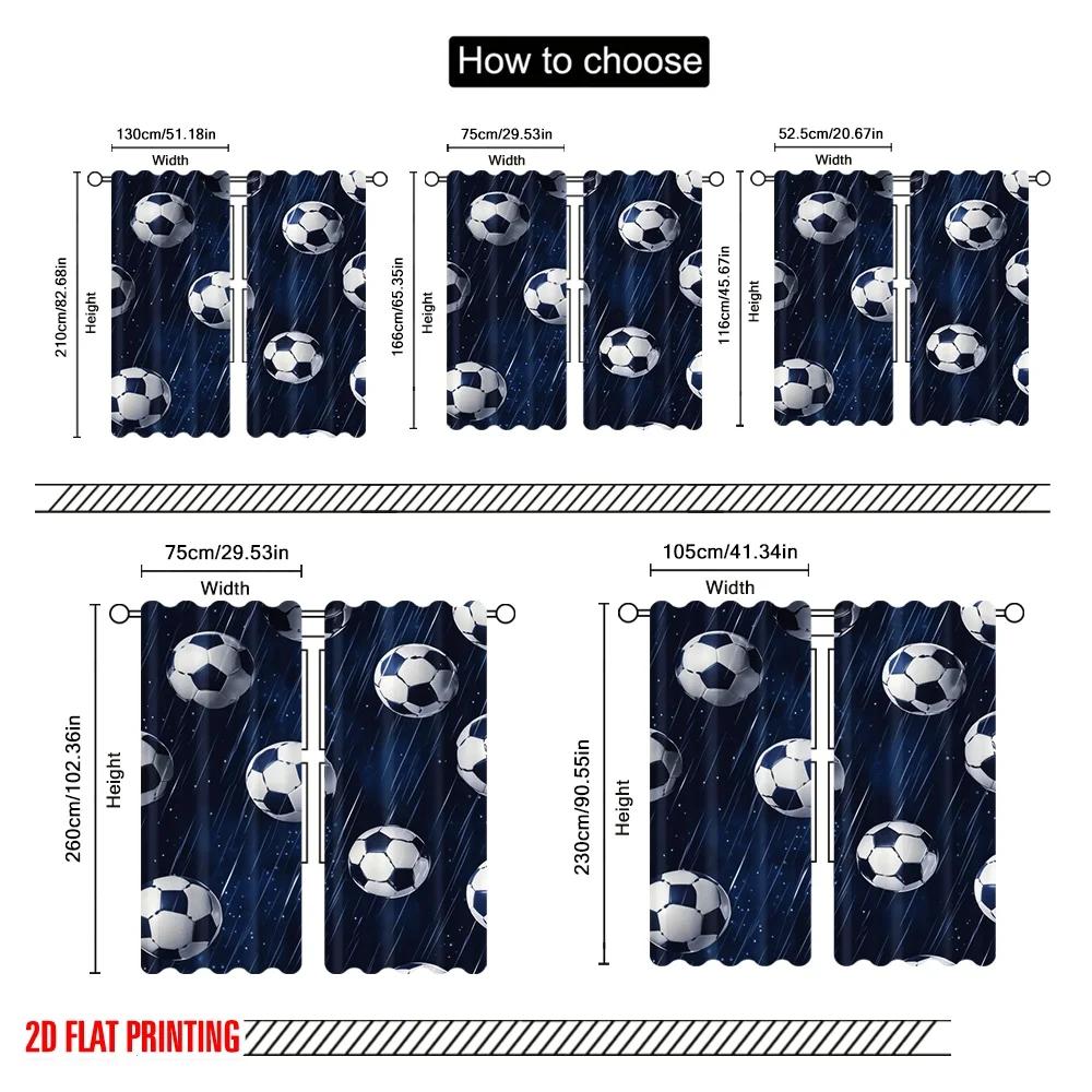 Set Of 2 Plane Printing Curtains Digital Printed Soccerrainfall Polyester Easy Install Without Rod All Seasons Perfect Curtain Made