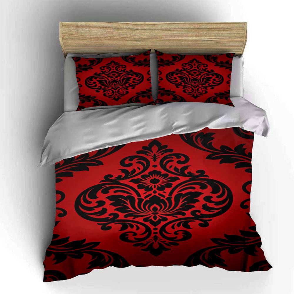Floral black damask pattern. Bedding sets Duvet cover sets Duvet covers Pillowcases(1 * Duvet Cover 2 * Pillowcases, without duvet insert)