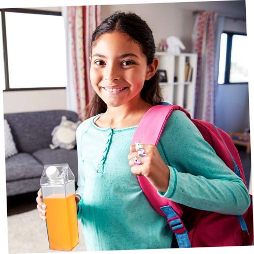 Frcolor Clear Milk Cup, Milk Carton Water Bottle, Milk Carton Container, Refrigerator Drink Container, Clear Container, Clear Water Bottle, Travel Wat