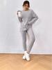Women's 2024 Autumn Fashion Rib-Knit Two-Piece Set: Casual Loose-Fit Round Neck
