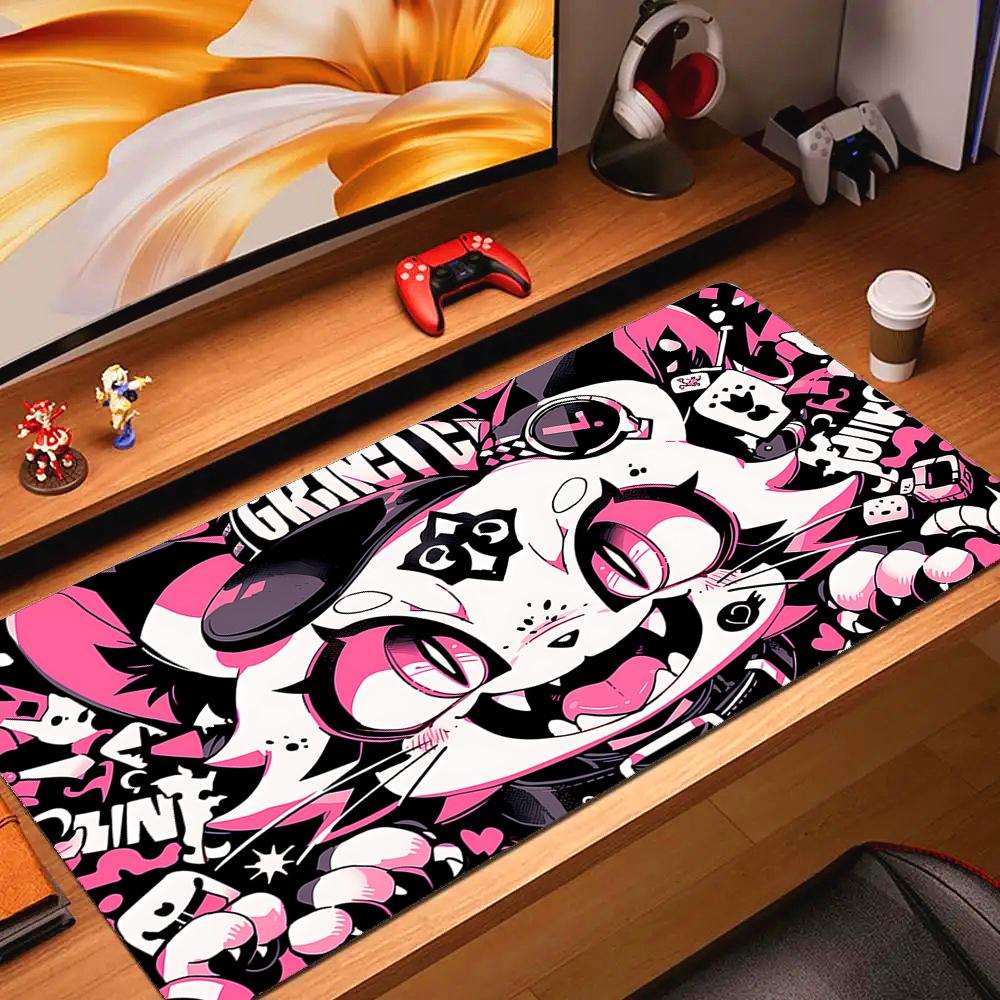 Gaming Mouse Pad Kawaii Punk Cat Large Gamer Mousepad Computer Desk Mat Mouse Mat Big Rubber Keyboard Pads Gaming Mats xcm