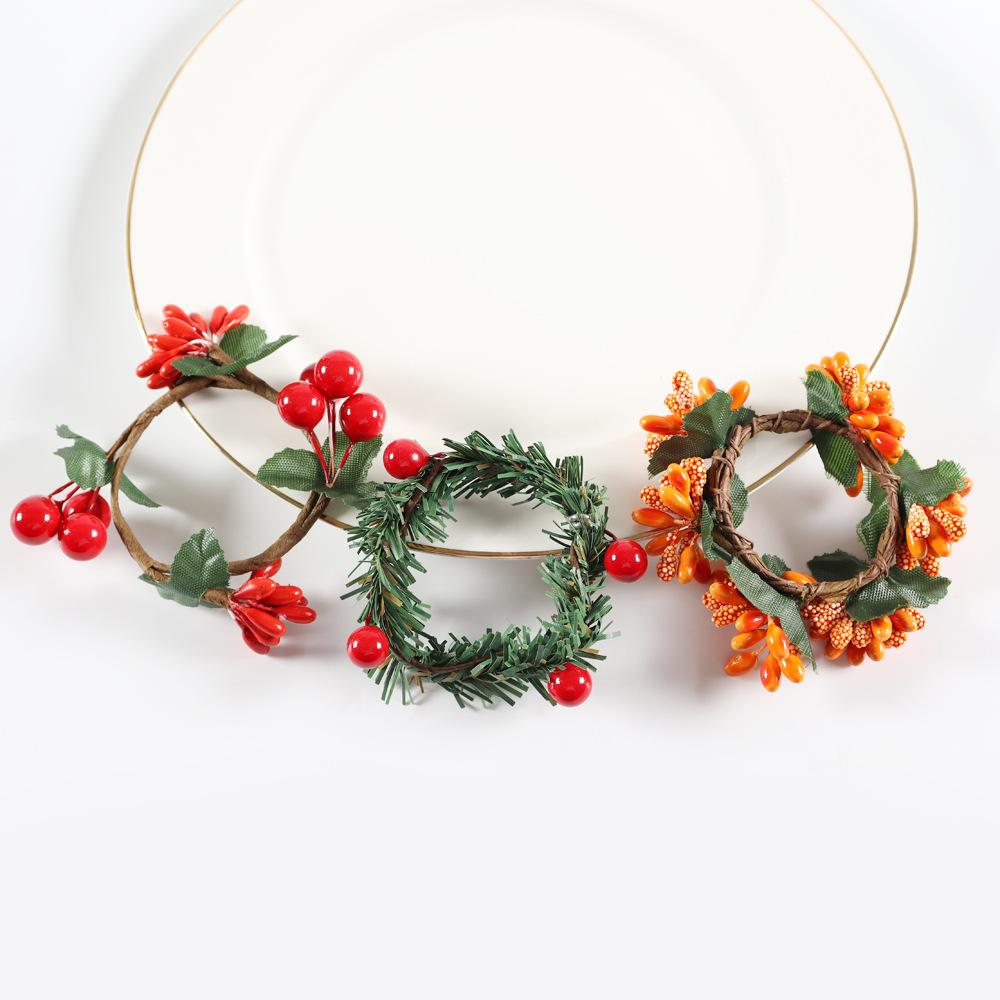 6pcs Napkin Holder Handmade Red Berry Napkins Rings Table Decoration for Wedding Christmas Thanksgiving  Banquet Birthday Party