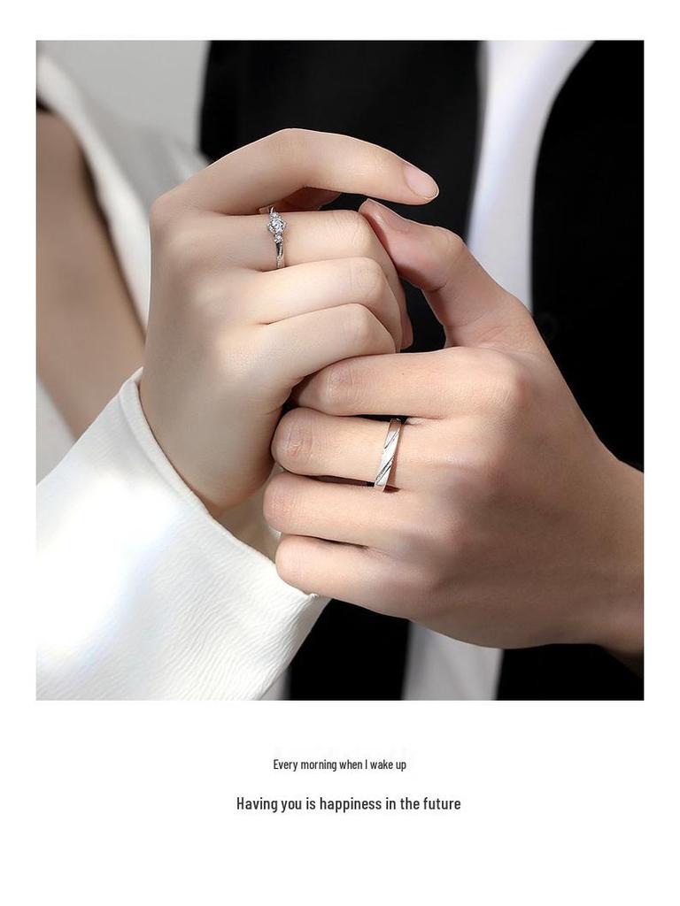 Adjustable S999 Silver Couple Rings - Light Luxury Qixi Valentine's Day Gift