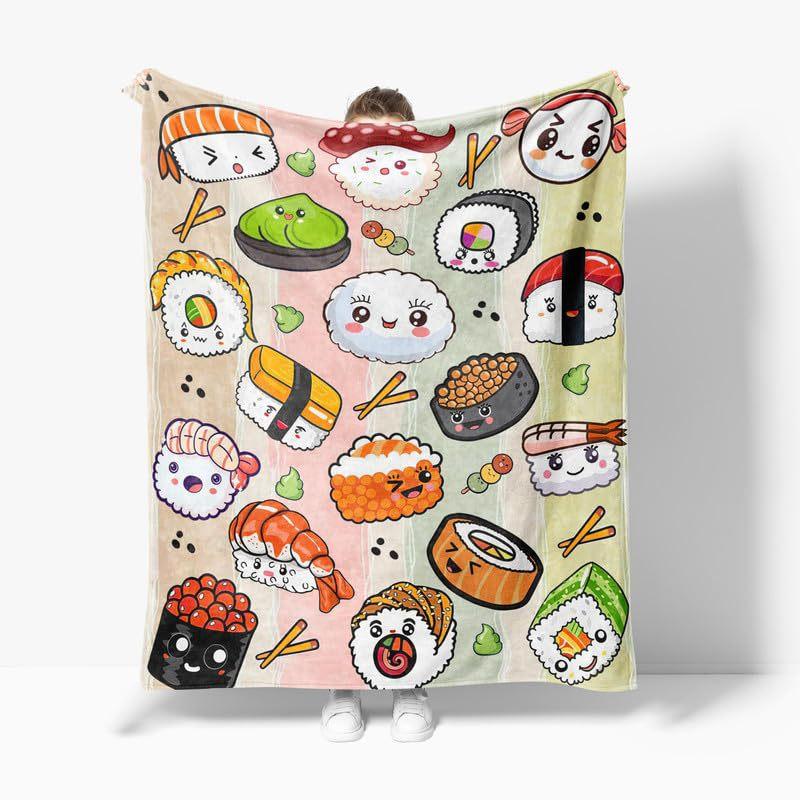 

Cute cartoon sushi digital-printed polyester Bedroom velvet flannel cover blanket Fleece soft sofa cover blankets for beds 75x90cm