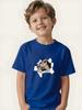 Boy's Simulated Cat Print Round Neck Short-sleeved Children's Summer Skin-friendly
