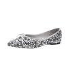 Pointed Single Shoes Women's 2025 New Summer Evening and Evening Shallow Mouth Shoes Sequined Women's Flat Bottom Ladyshoes Large Size 41-43