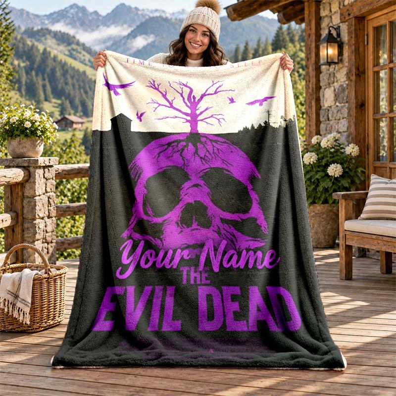 Evil dead Custom Name Flannel Blanket Personalized Soft Warm Plush Throw Blanket Customized Gift for Family Friends