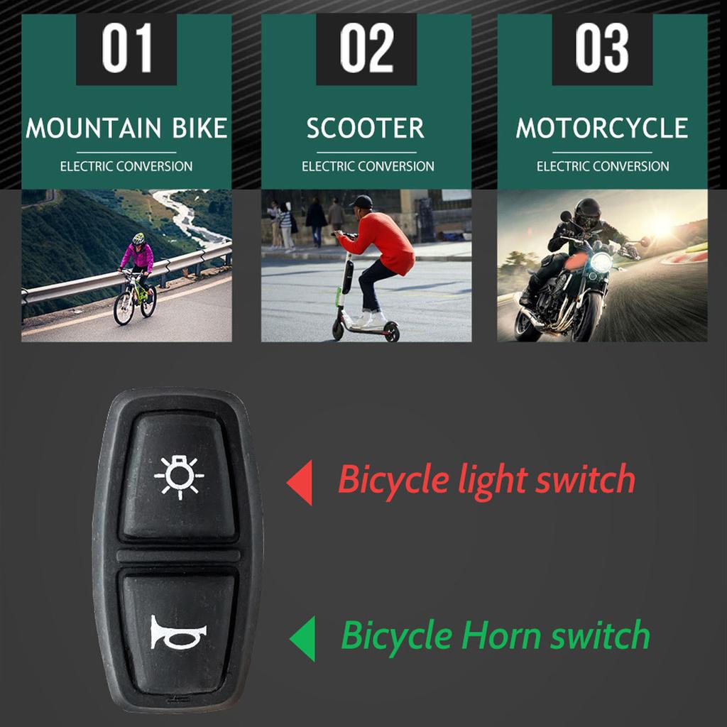 E-Bike Licht Hupen Schalter Scheinwerfer und Hupensteuerung 2 in 1 Lenkerschalter für Roller Elektrofahrrad 12?72V