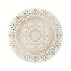 Bedruckter runder Teppich aus Flanell mit goldenem Mandala-Design für die Wohnkultur Weiche Bodenmatte Boho-Kunst-Thema Elegantes Interieur